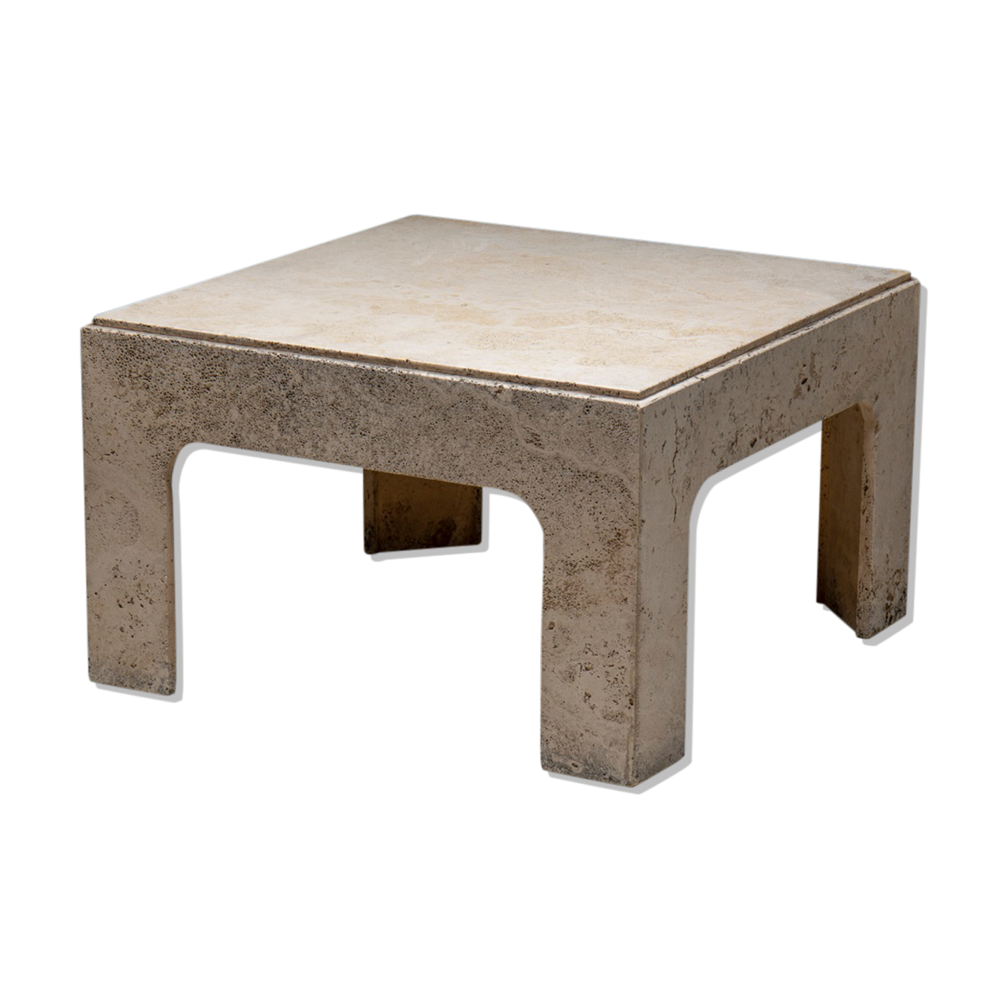 Square coffee table in travertine 1980