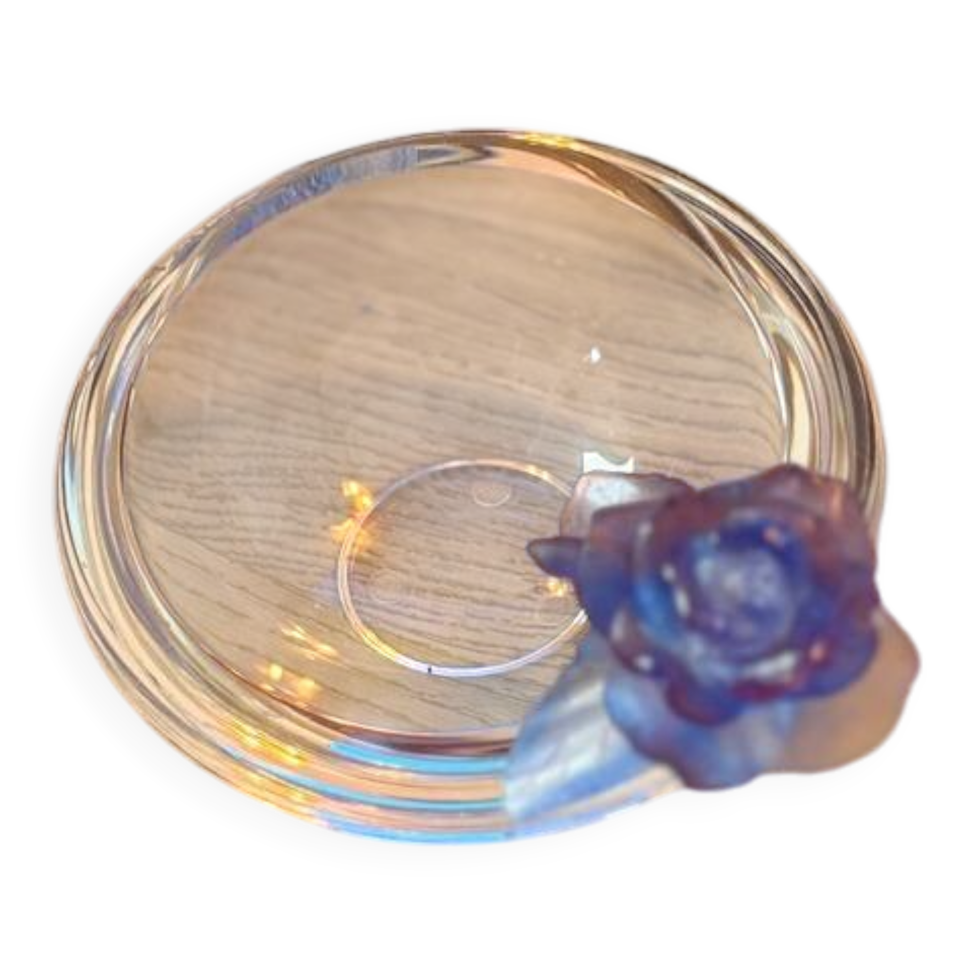 Daum France decorative bowl – Crystal paste – Blue flower – Brand