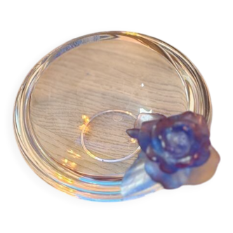 Daum France decorative bowl – Crystal paste – Blue flower – Brand