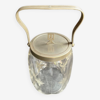 Cut crystal and silver metal cookie bucket – Art Deco