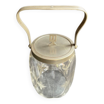 Cut crystal and silver metal cookie bucket – Art Deco