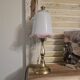 Small tulip-shaped table lamp in frosted glass, mushroom style.