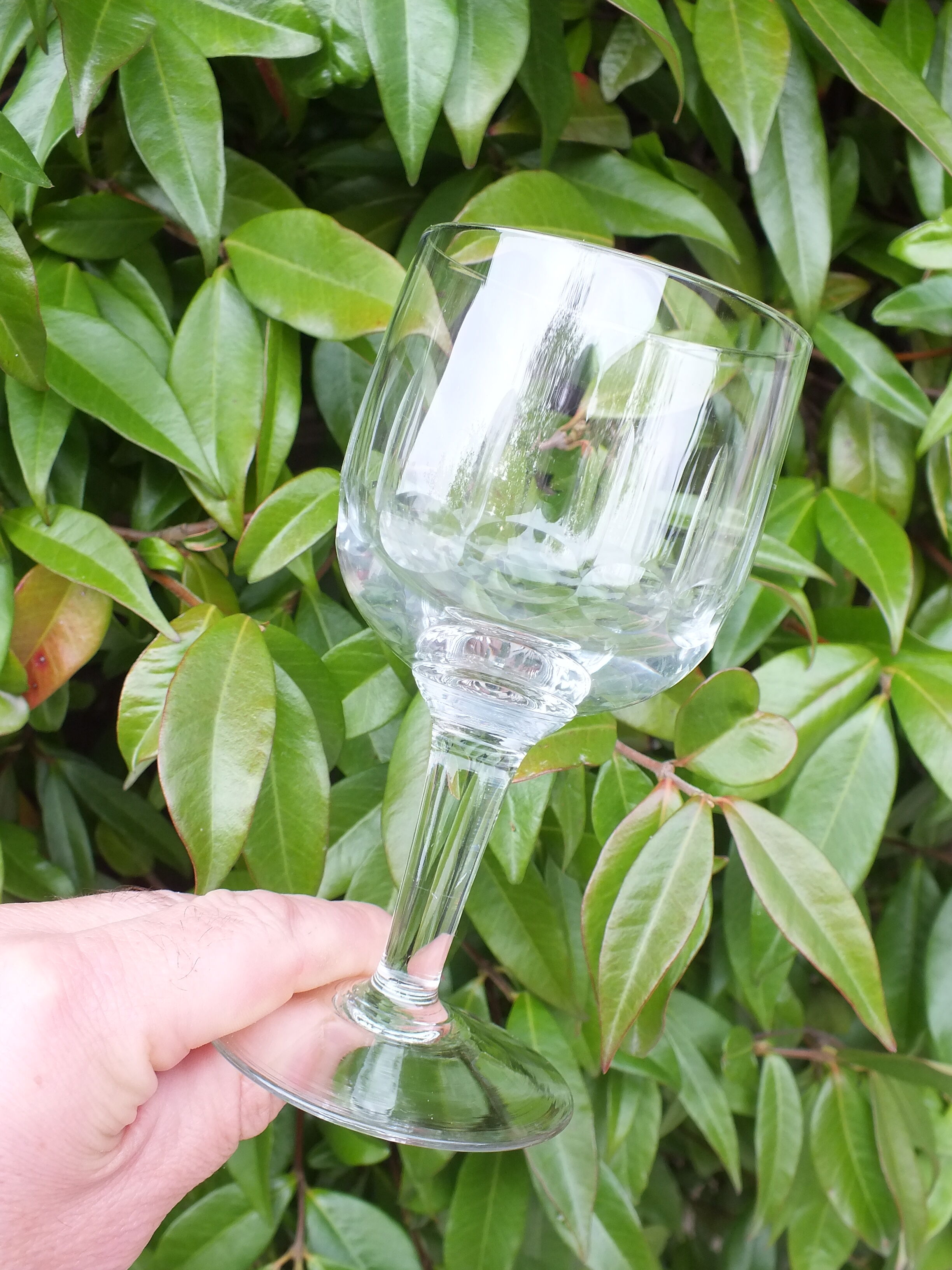 4 engraved glass wine glasses from the 30s