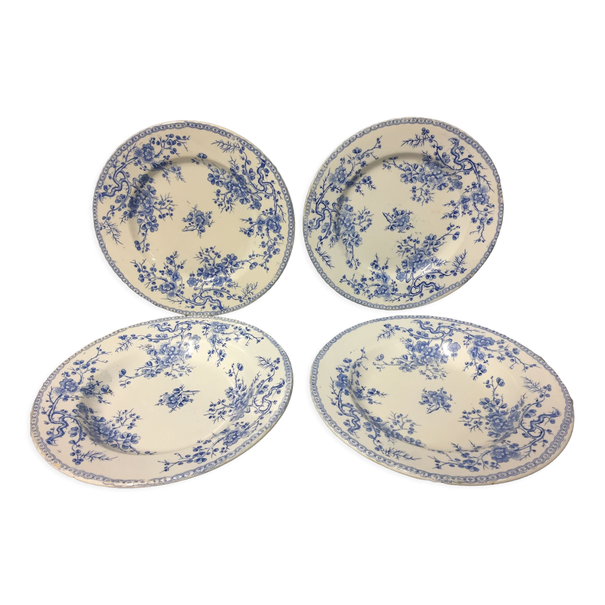 Old art nouveau plates faience of gien france gold medals fleurette