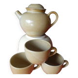 Sandstone teapot with 3 cups