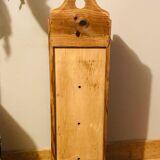1980s solid wood bread bin decorated with a golden wheat sheaf