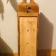 1980s solid wood bread bin decorated with a golden wheat sheaf