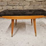 Small opaque black glass coffee table 1960
