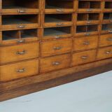Large vintage German oak haberdashery shop cabinet, 1940s