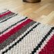 Set of two Romanian wool fluffy rugs with stripes made by hand