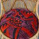 Set of 4 subtle and charming vintage 60s rattan boho chairs with colorful upholstered seats