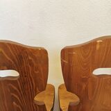 Vintage Tyrolean Wooden Dining Chairs - 1970s Farmhouse Style - Set of 4