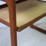 danish sidetable in teak with wicker storage place