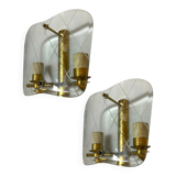 Italian Brass Glass Sconces 1950’s