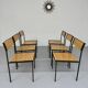 6 anciennes chaises en métal et bois design italien des années 80 vintage