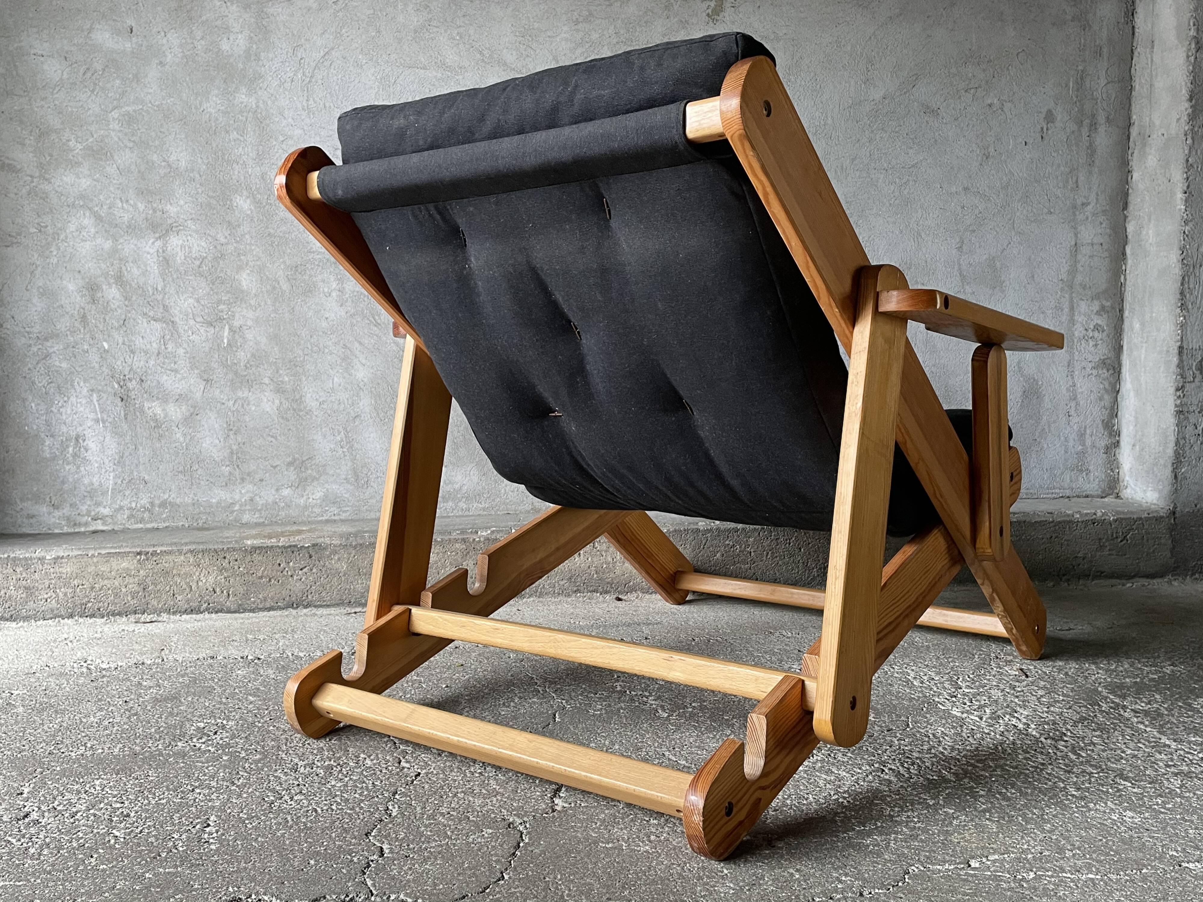 Fauteuil scandinave inclinable et pliable par Gillis Lundgren, 1970s