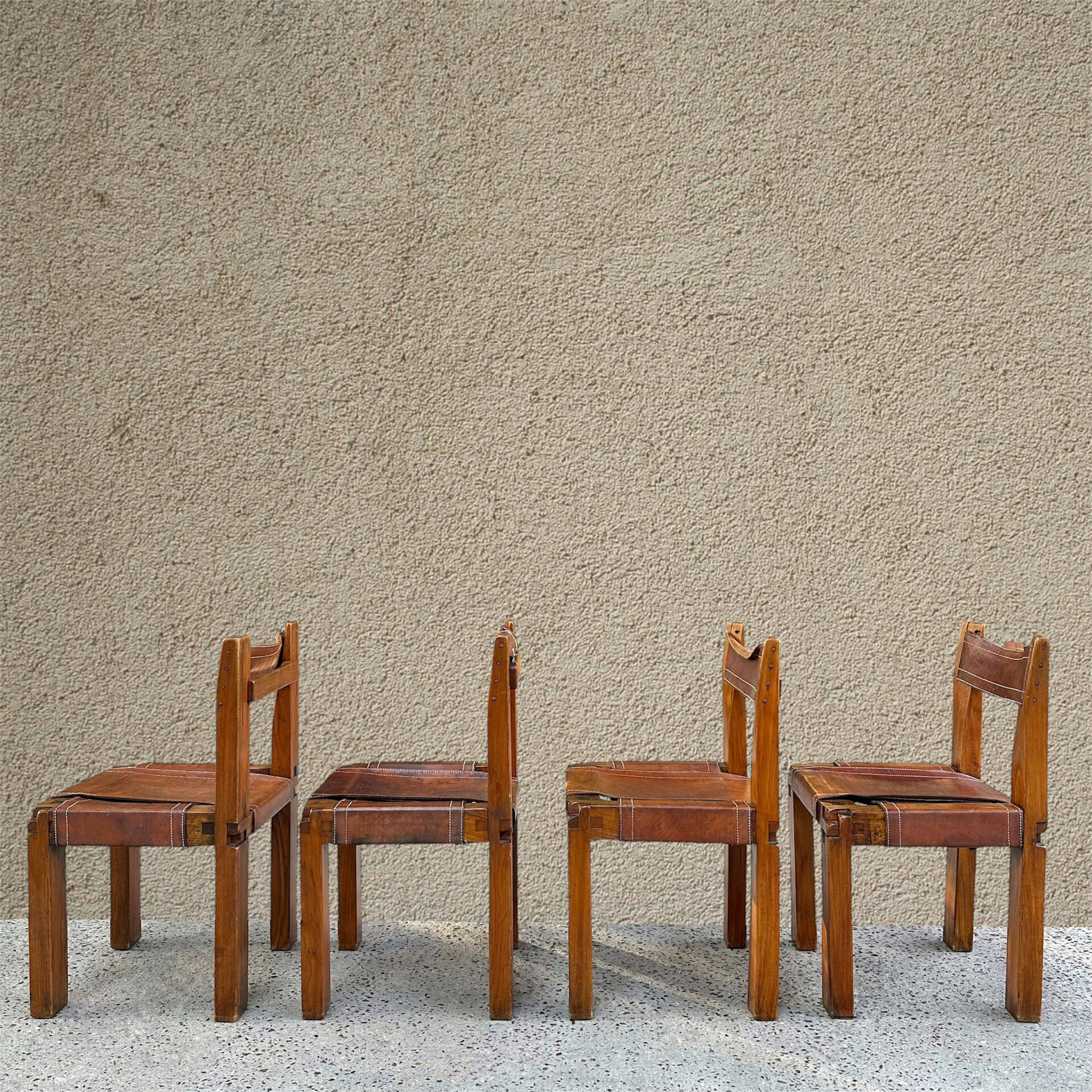 Suite de 4 chaises S11 X par Pierre Chapo, 1960