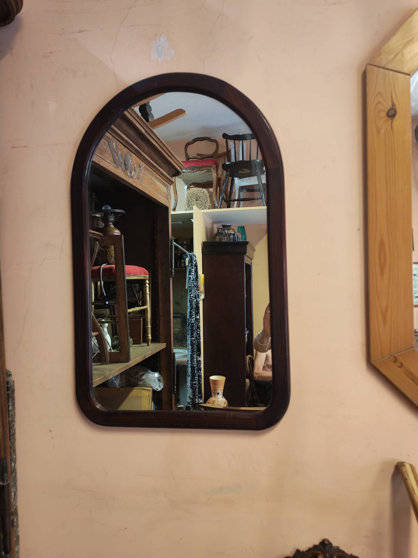 Miroir arche en bois vintage Pologne 1970