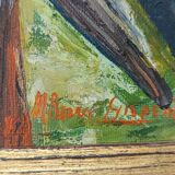 Oil on canvas red-tail bird, m. rosem gispert, spain colirrojo real