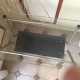 Table basse meuble tv verre et laiton
