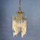 Murano glass cascade chandelier – twisted prisms & tubes, brass frame, Italy 1970s