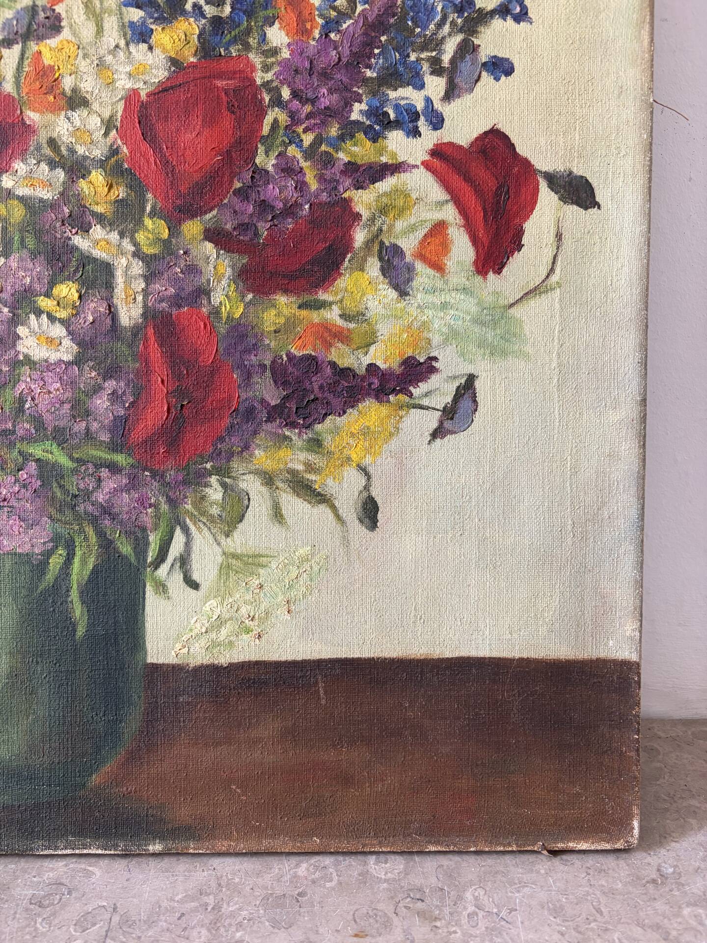 Still life with poppies, oil on canvas signed