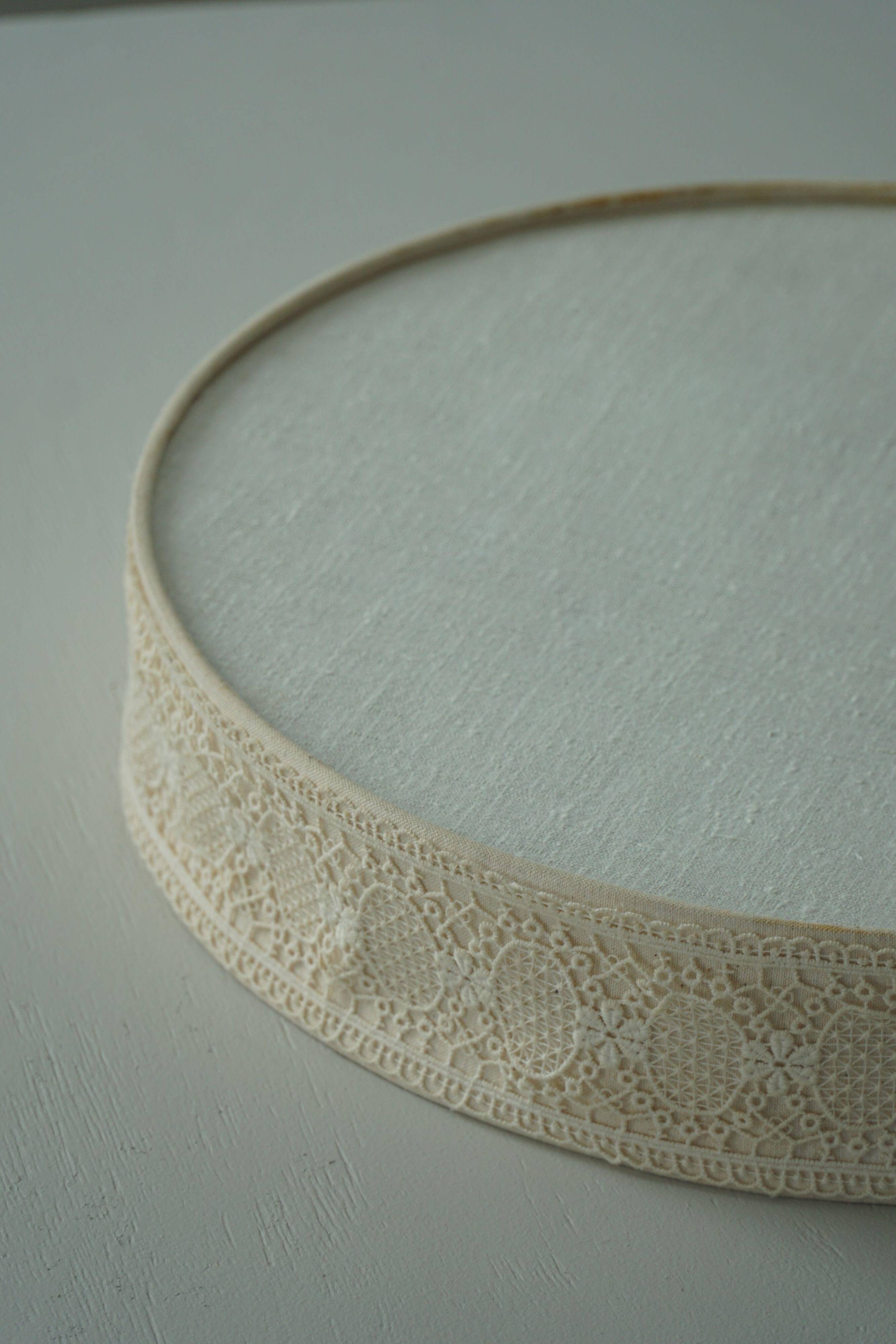 Mid-century modern wall sconce and ceiling light in linen and lace, Sweden, 1950s.