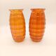 Paire Vases Art Déco Josef Invald Carnival Marigold Orange Irisé Jacobean
