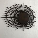 Vintage mirror 1960 orTF rattan sun - 80 x 67 cm