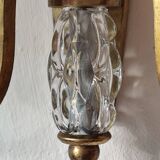 Paire d'anciennes appliques murales  avec 2 feux bronze doré  et verre