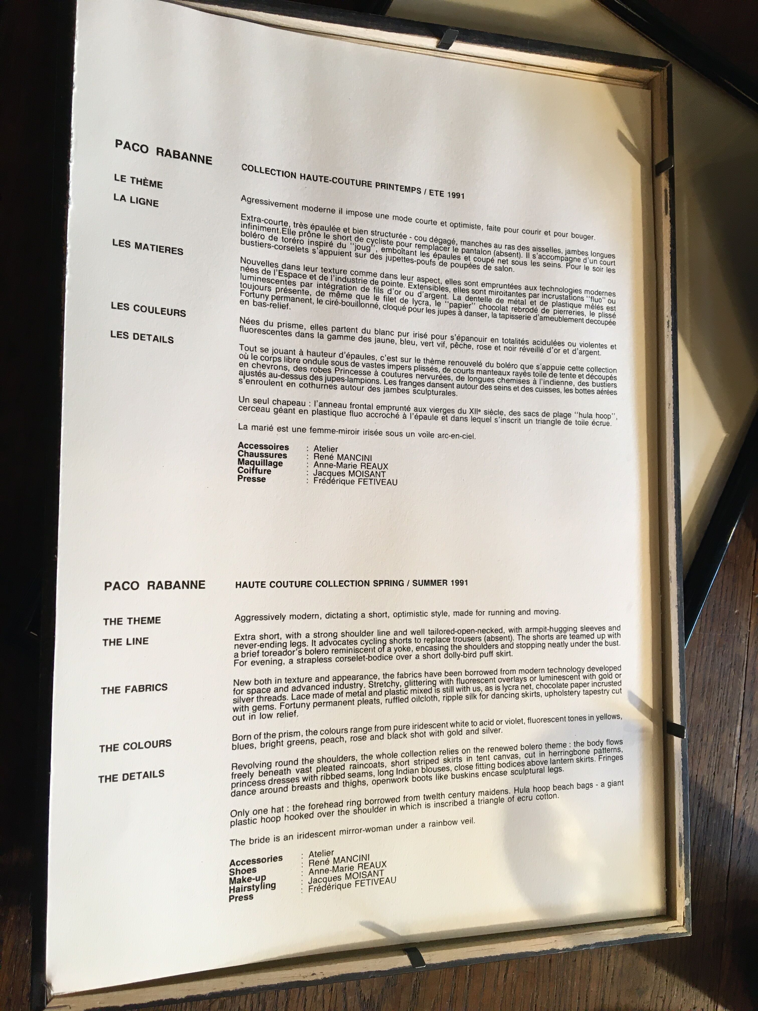 Lot of 2 framed fashion illustrations Paco Rabanne