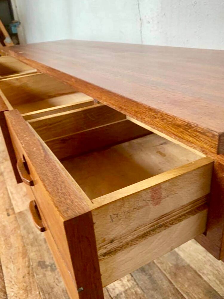 Enfilade teak tv cabinet chest of drawers 6 drawers year 1960 - width 154 cm