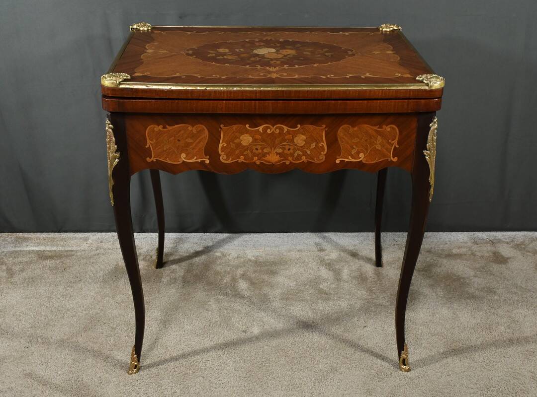 Mahogany Games Table, Louis XV/Louis XVI Transition Style – Late 19th Century
