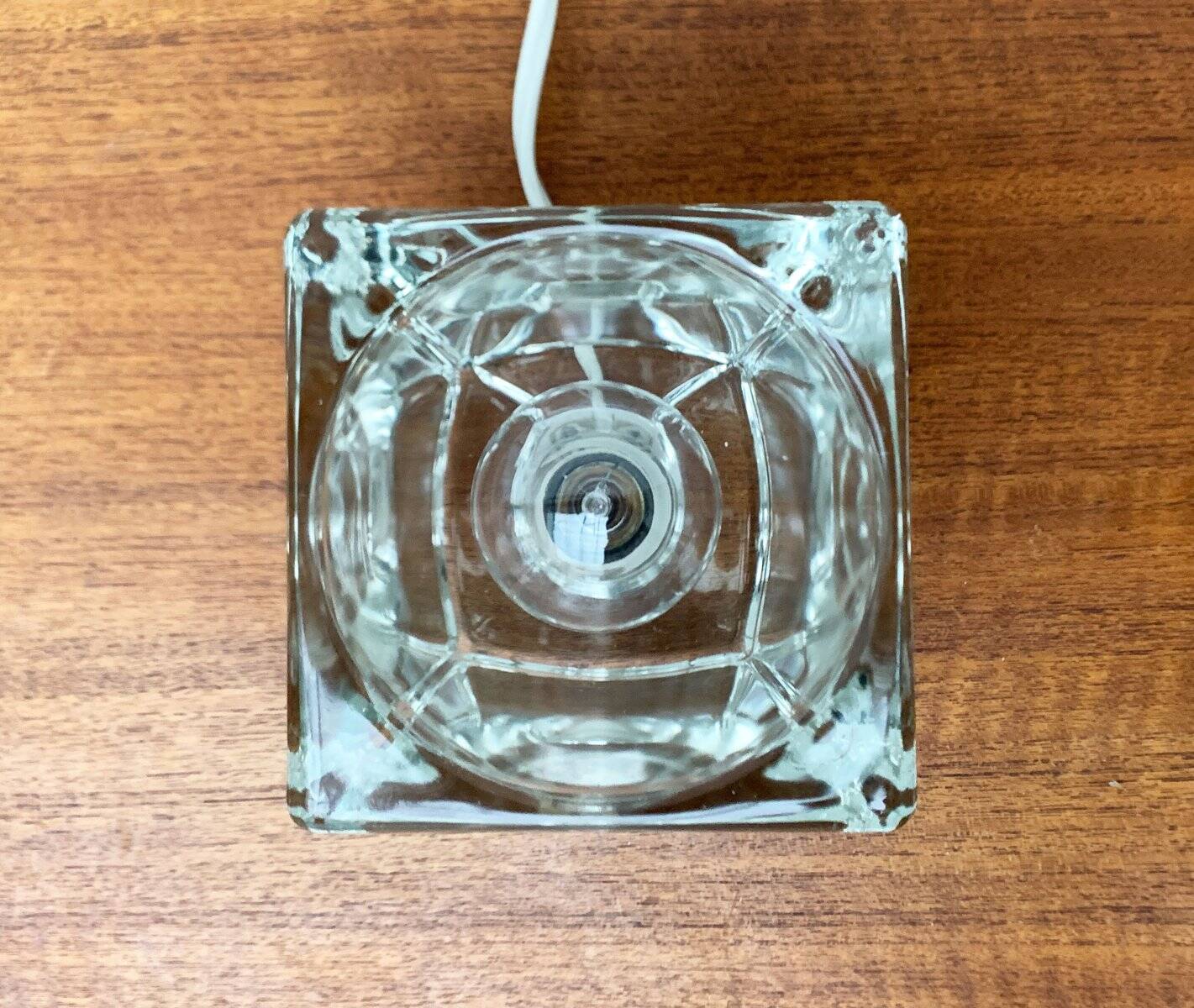 Vintage German glass cube table lamps TA 14 by Peill & Putzler, 1970s, set of 2.