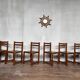 Series of 6 vintage wooden chairs 1960