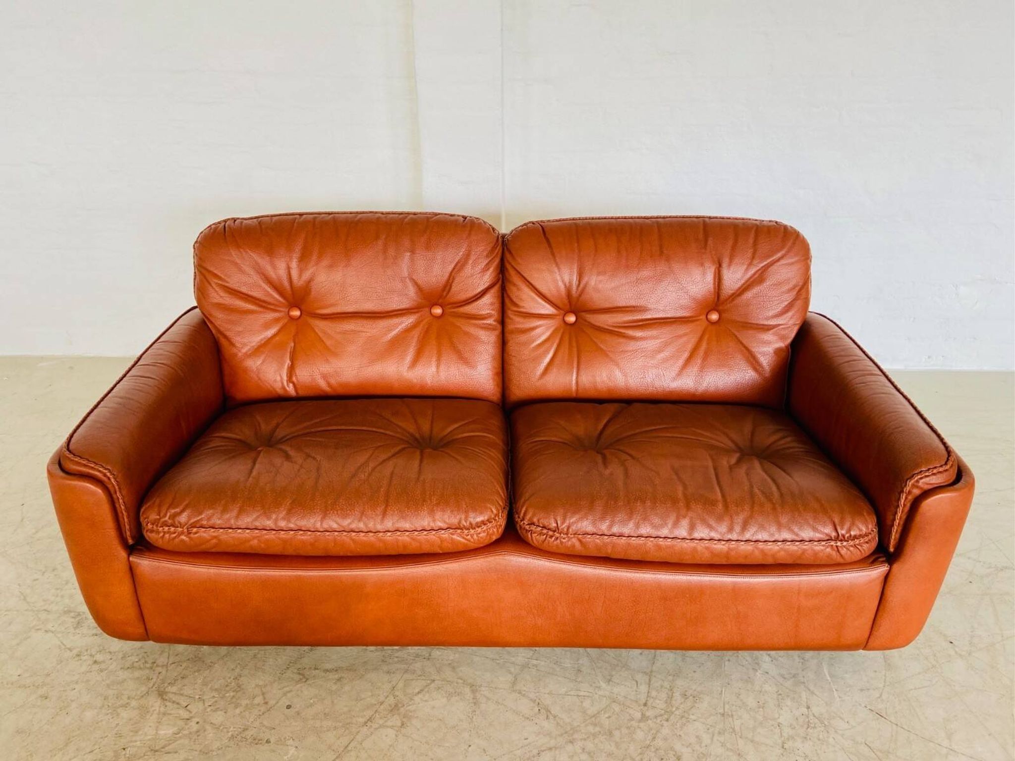 Vintage Danish mid-century cognac leather 2-seater sofa by Sigurd Resell