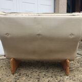 Scandinavian leather and linen sofa
