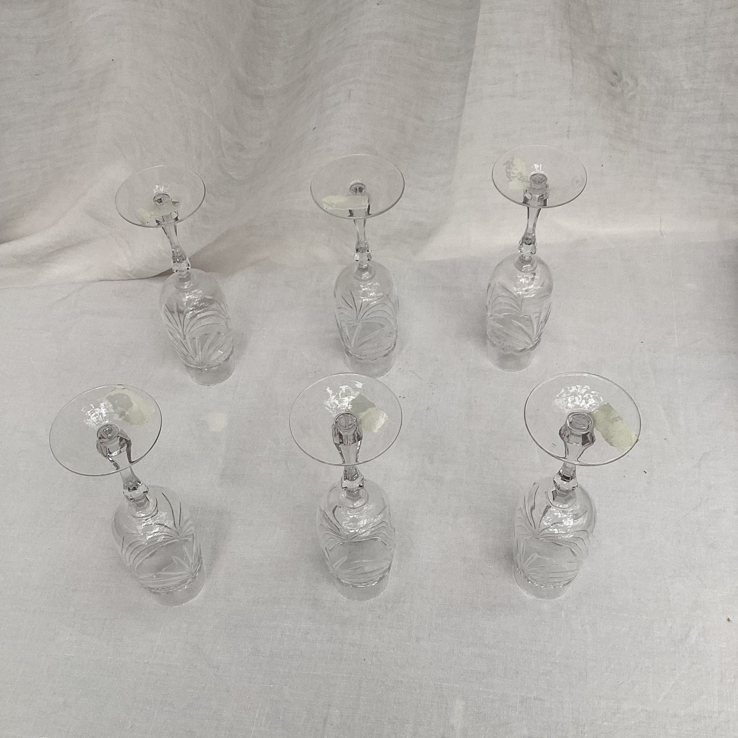 Six champagne flutes in Lorraine crystal stamped