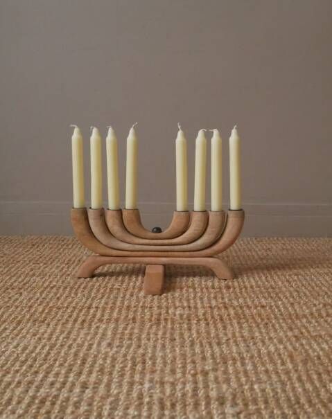 Handcrafted mango wood chandelier, Scandinavian style