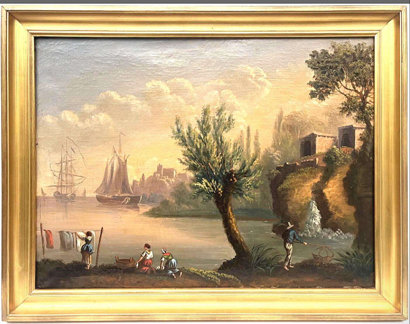 French school of the 19th century. Port scene. Oil on canvas, framed.