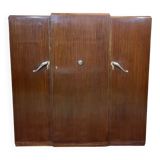 3-door mahogany wardrobe in Art Deco style from the 1950s, removable into 3 parts