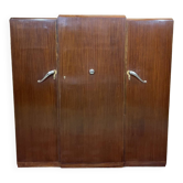 3-door mahogany wardrobe in Art Deco style from the 1950s, removable into 3 parts