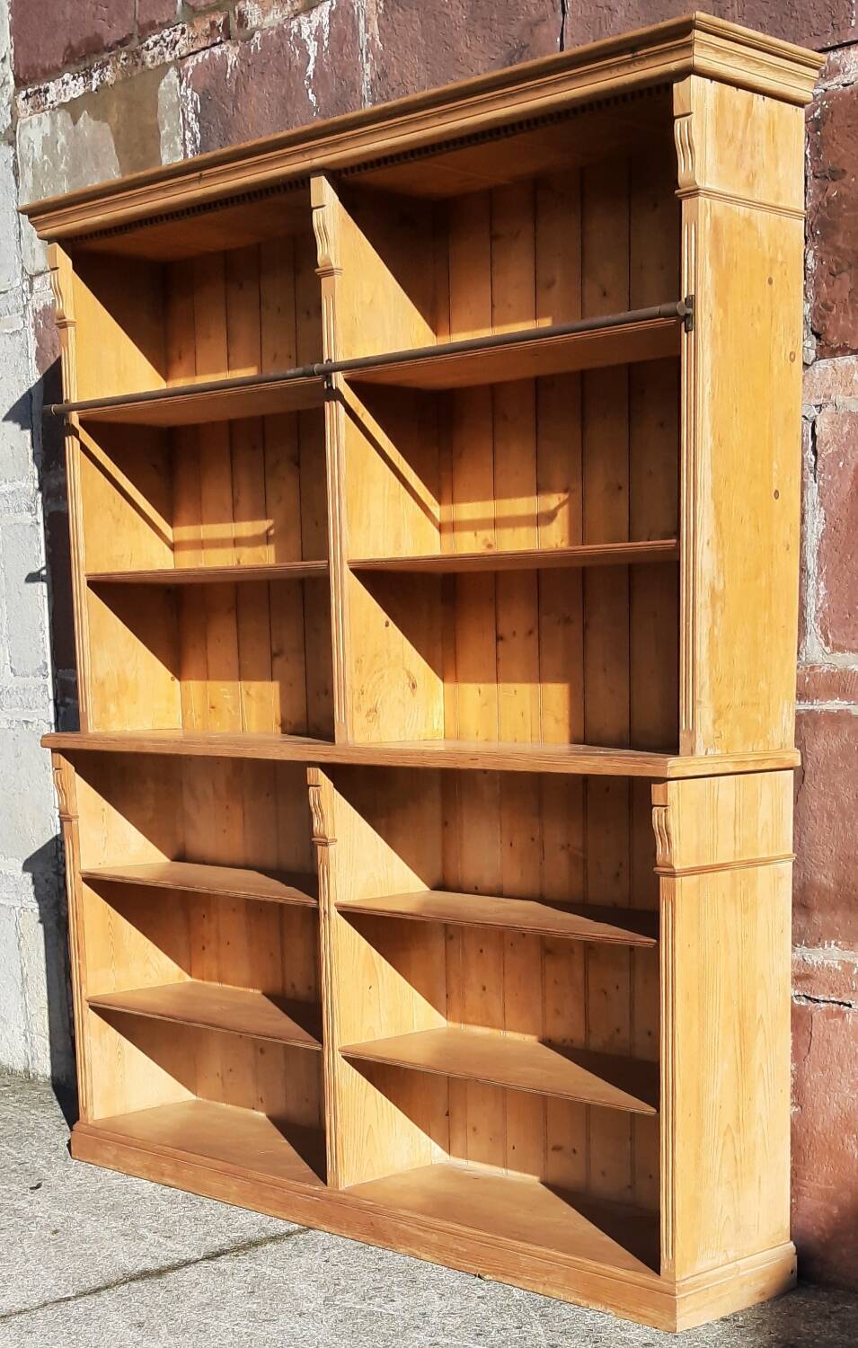 Pine bookcase (251 x 49 x height 288 cm)