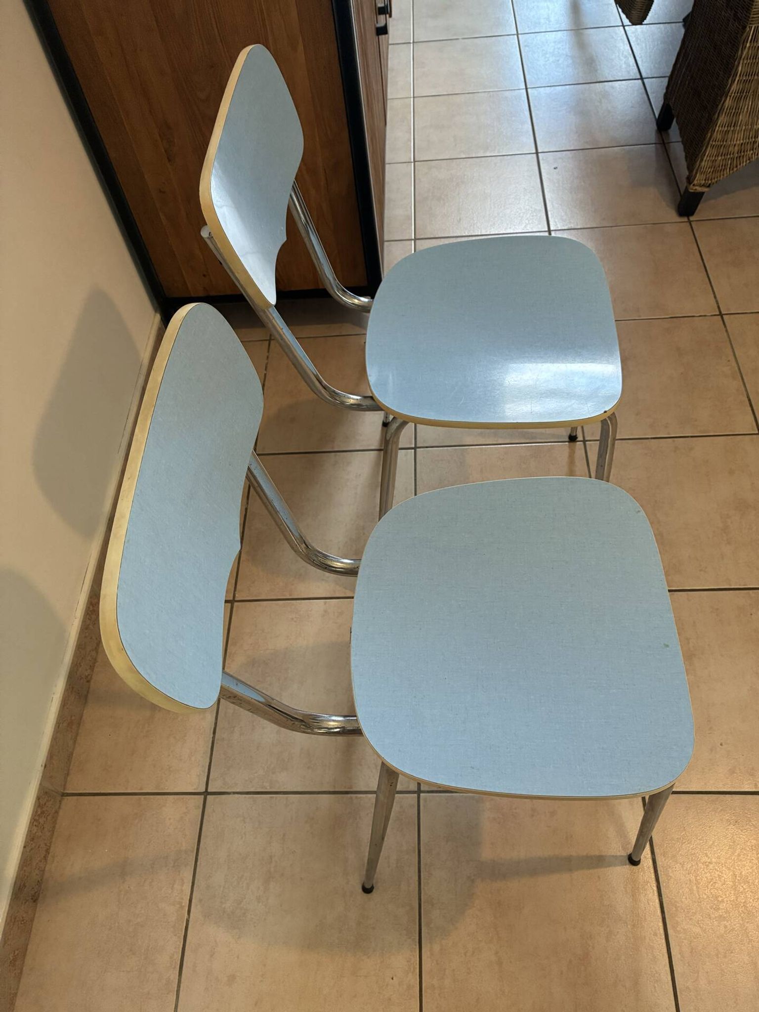 Blue Formica chair from the 70s "Peugeot"