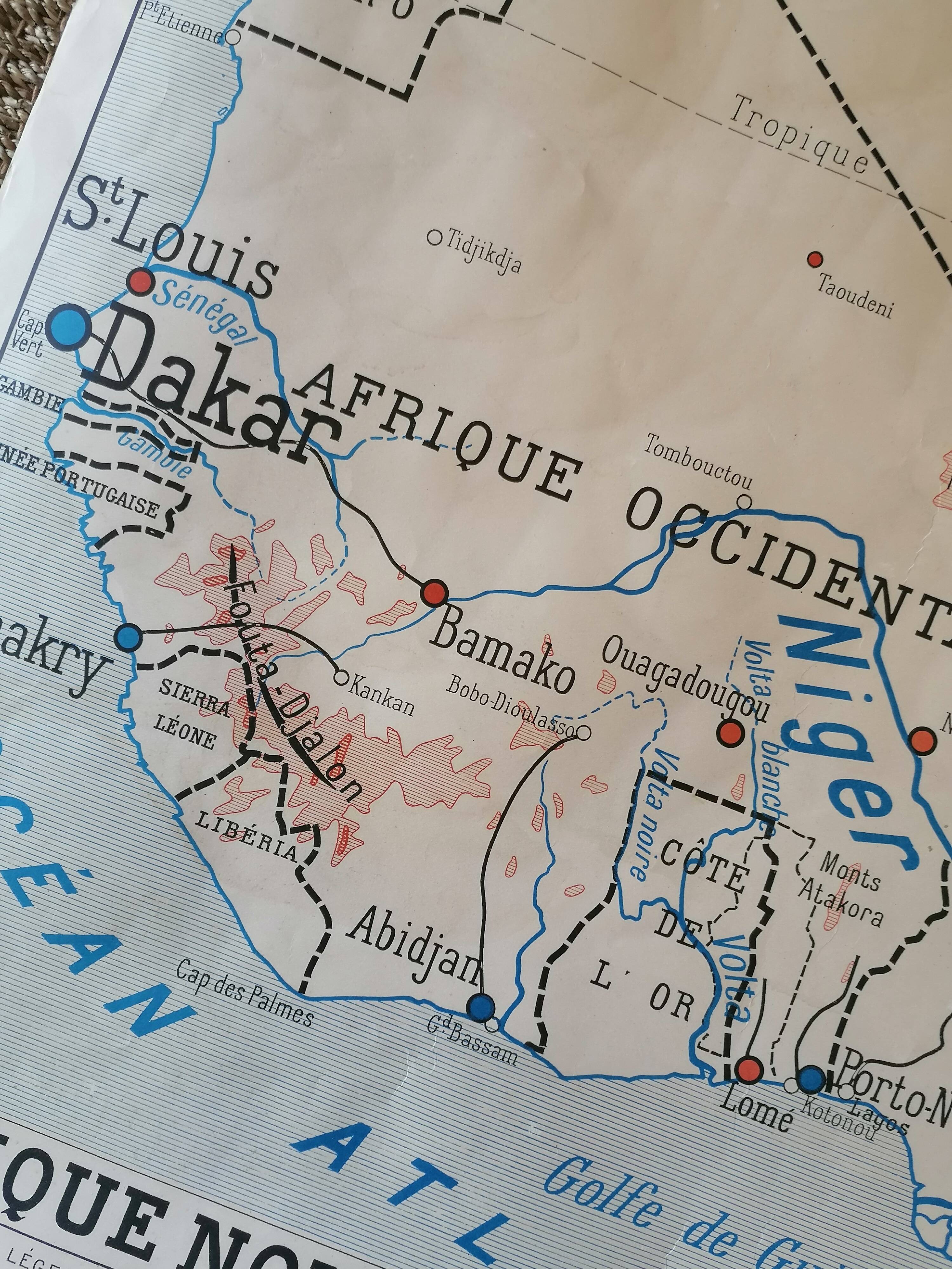 Old map Rossignol scolaire Montmorillon : L'Afrique Noire .