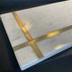 Vintage top in Carrara marble and brass 70s