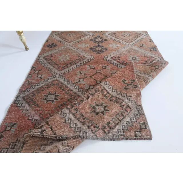 1970s Turkish Hand-Knotted Wool Cotton Red Runner 101x320