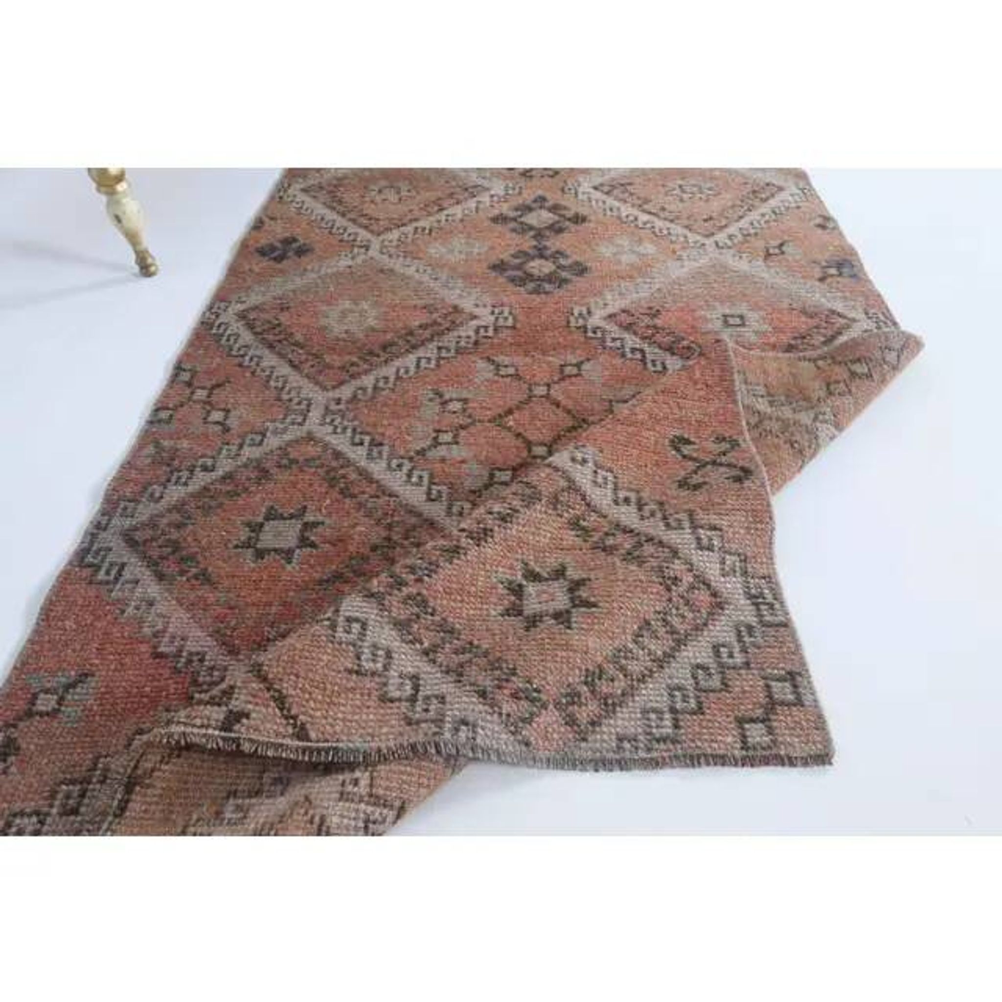 1970s Turkish Hand-Knotted Wool Cotton Red Runner 101x320