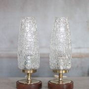 Pair of vintage lamps, bedside lamps, oblong glass globe lamps