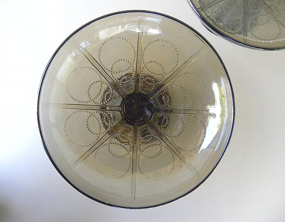 Pair of tazza glass compote cups, circa 1950 - 1970